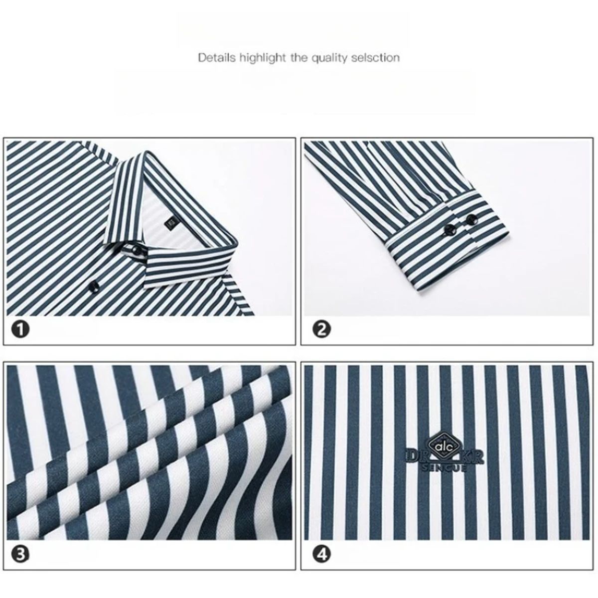 Men's Long-Sleeve Striped Shirt Slim-Fit Formal Business Style Men's Long-Sleeve Striped Shirt Slim-Fit Formal Business Style