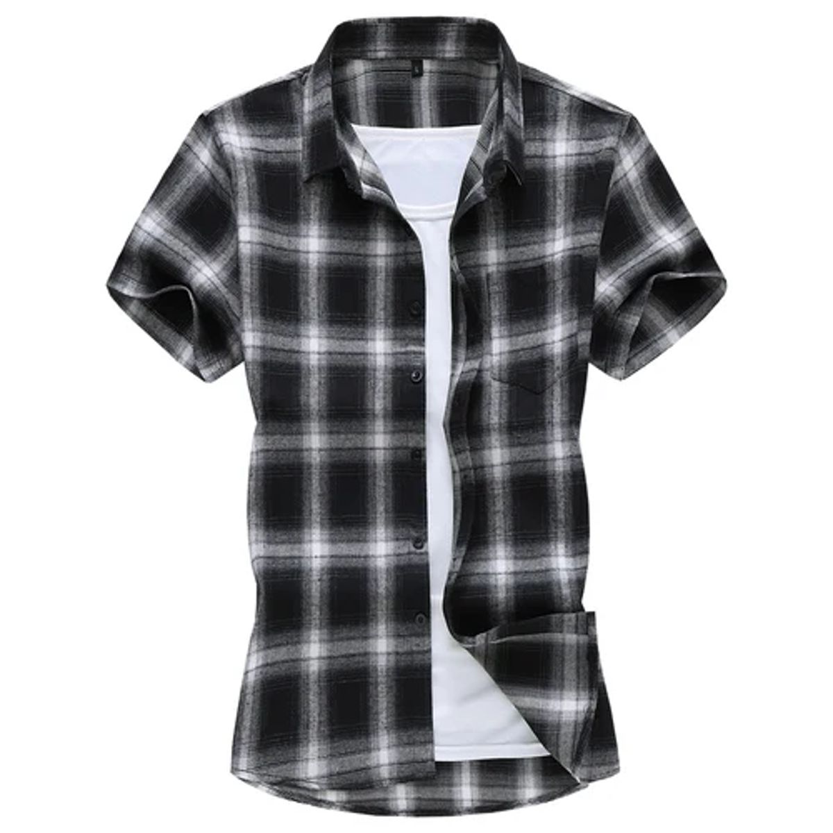 Men’s Casual Summer Plaid Shirt with Short Sleeves Men’s Casual Summer Plaid Shirt with Short Sleeves