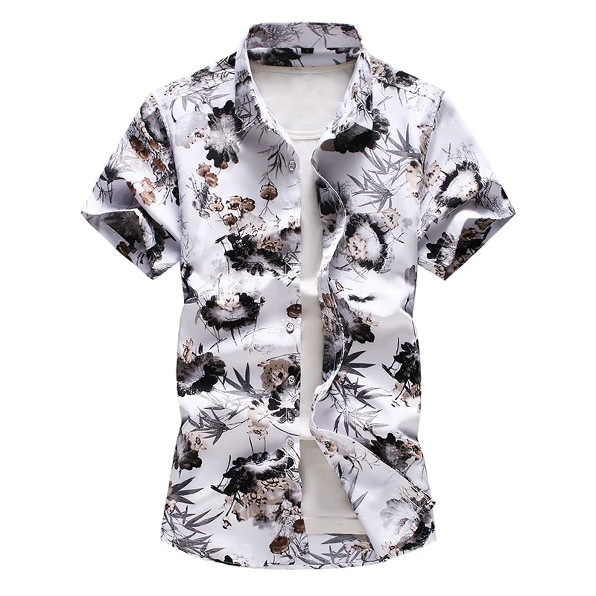 Men’s Summer Hawaiian Shirt with Floral Print Casual Style