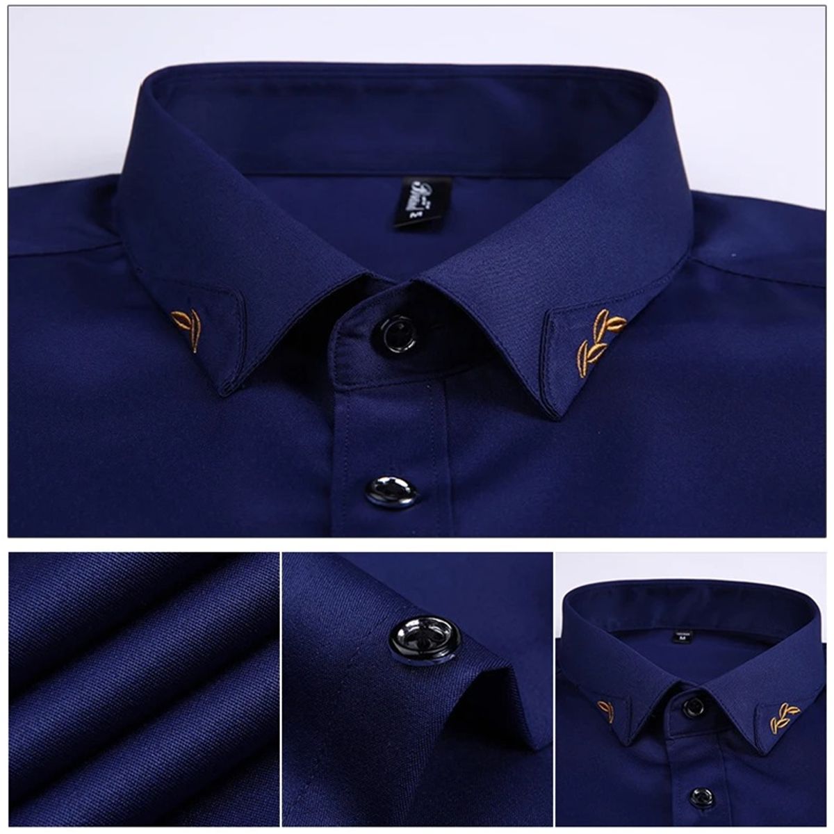Men’s Summer Business Short Sleeve Shirt with Embroidery Detail