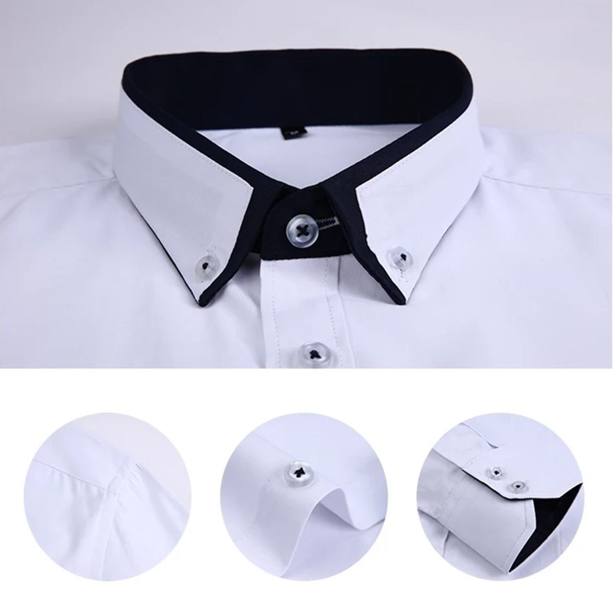 Men’s Long Sleeve Business Shirt with Modern Solid Design