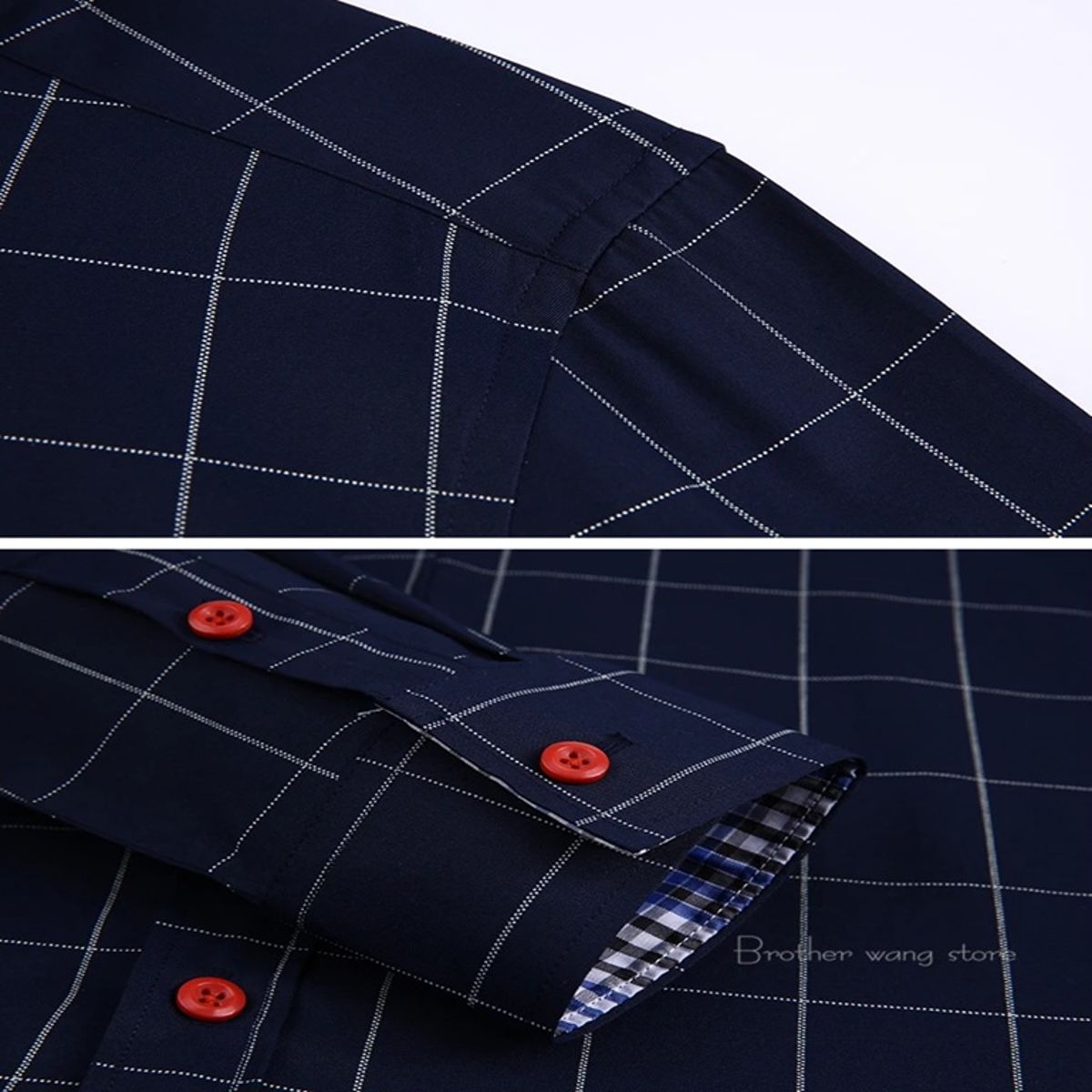 Classic Men’s Business Plaid Shirt Long Sleeve Formal Wear