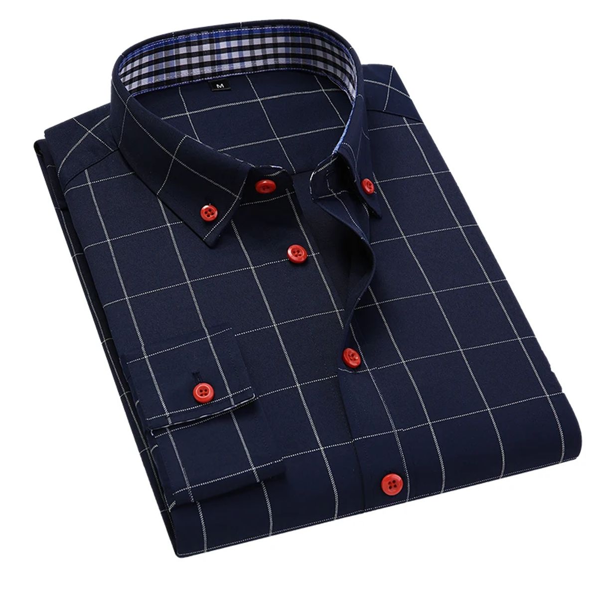 Classic Men’s Business Plaid Shirt Long Sleeve Formal Wear