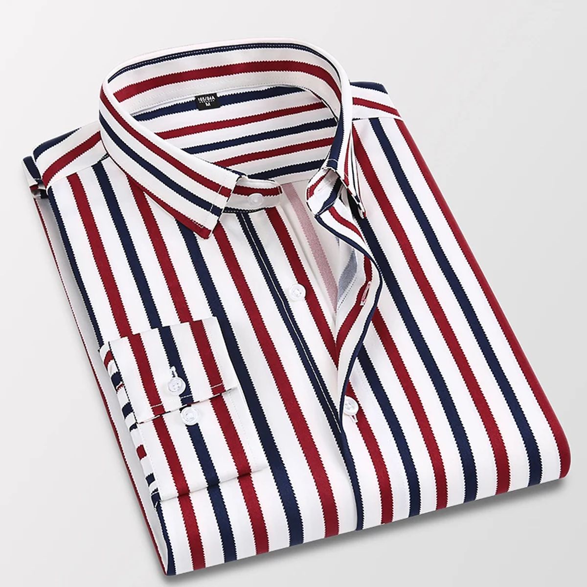 Classic Men’s Striped Long Sleeve Shirt for Business Wear