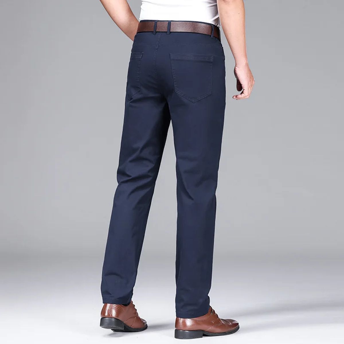 Men’s Lightweight Cotton Blend Straight Pants for Business Casual