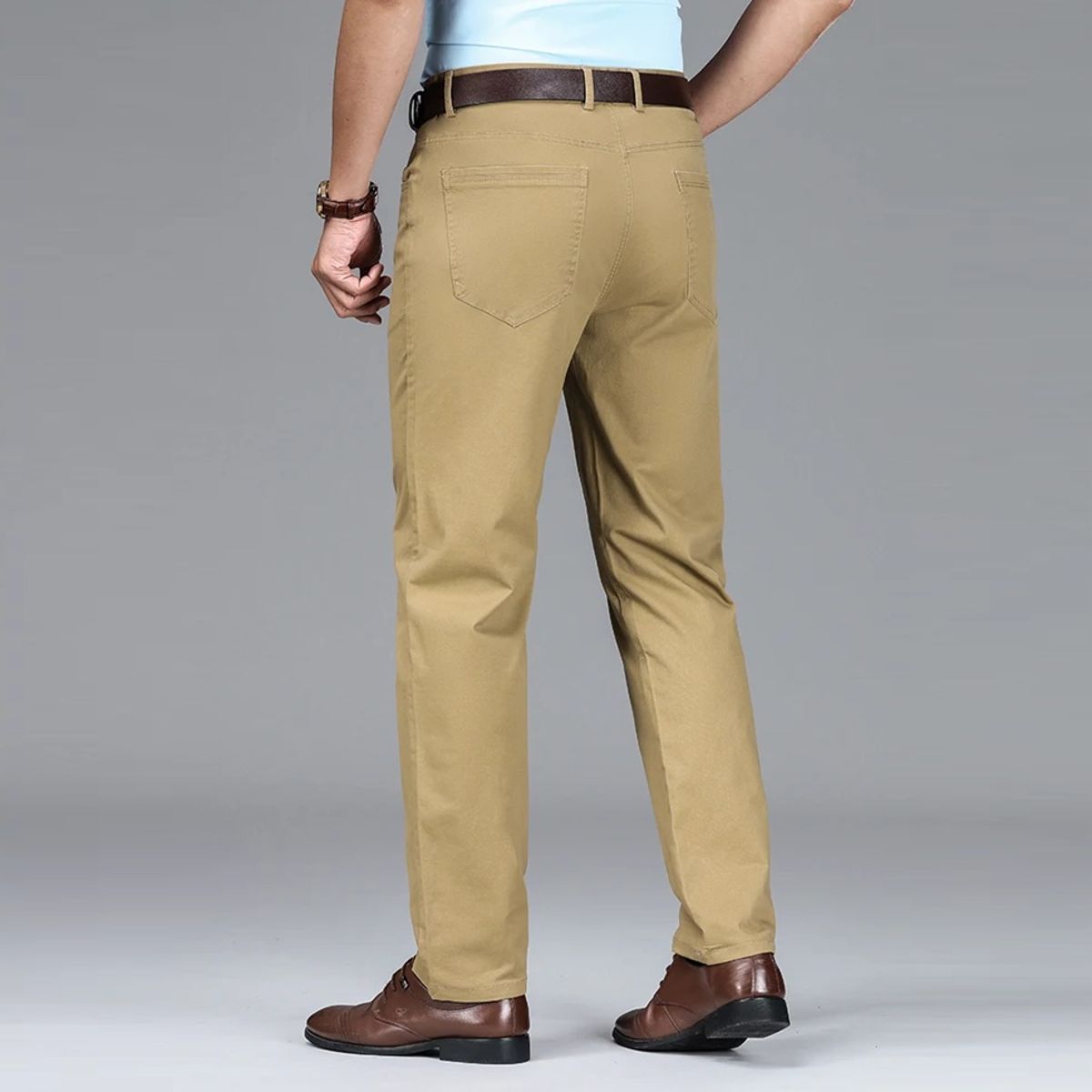 Men’s Lightweight Cotton Blend High Waist Straight Casual Pants Men’s Lightweight Cotton Blend High Waist Straight Casual Pants