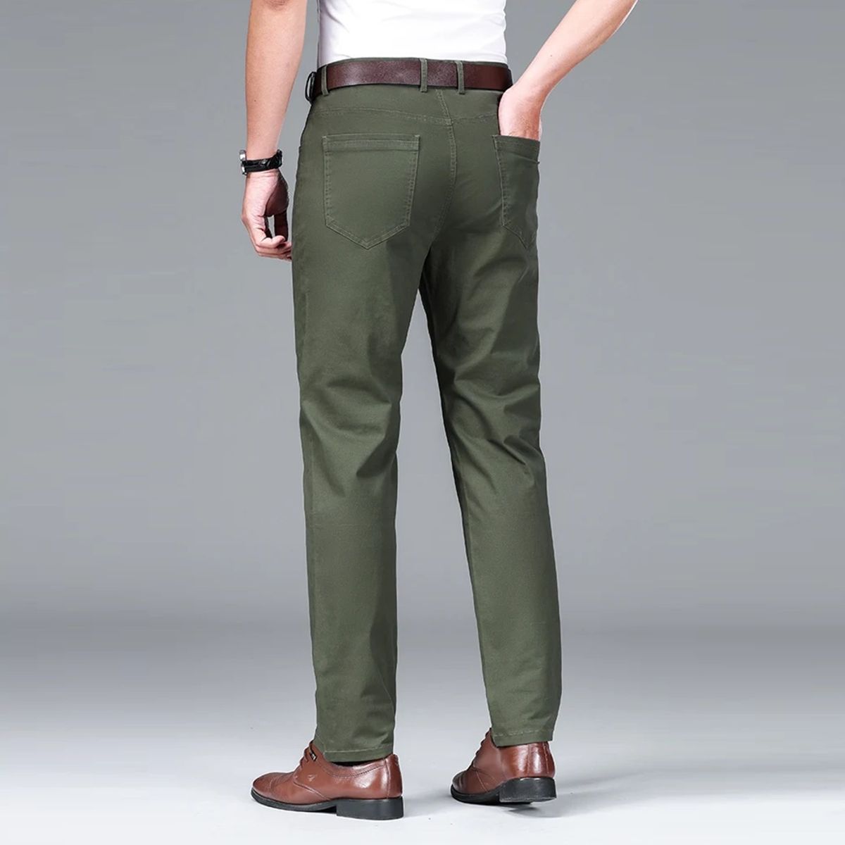 Men’s Lightweight Cotton Blend High Waist Straight Casual Pants Men’s Lightweight Cotton Blend High Waist Straight Casual Pants