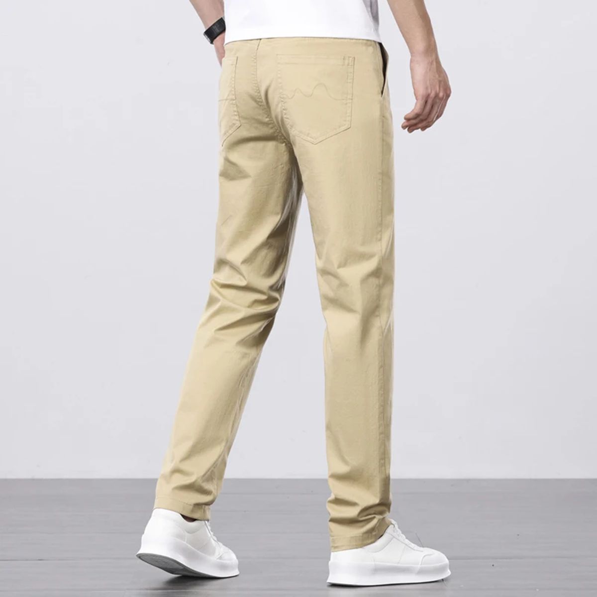 Men’s Lightweight Cotton Casual Pants Loose Straight Business Wear