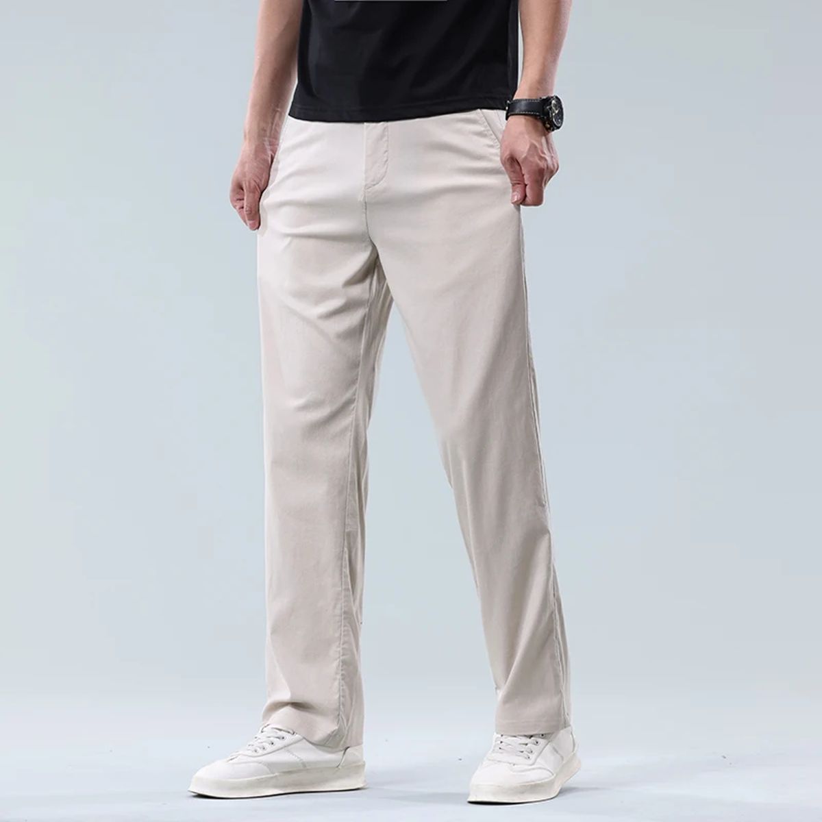 Men’s Lightweight Linen Blend Straight Casual Business Suit Pants