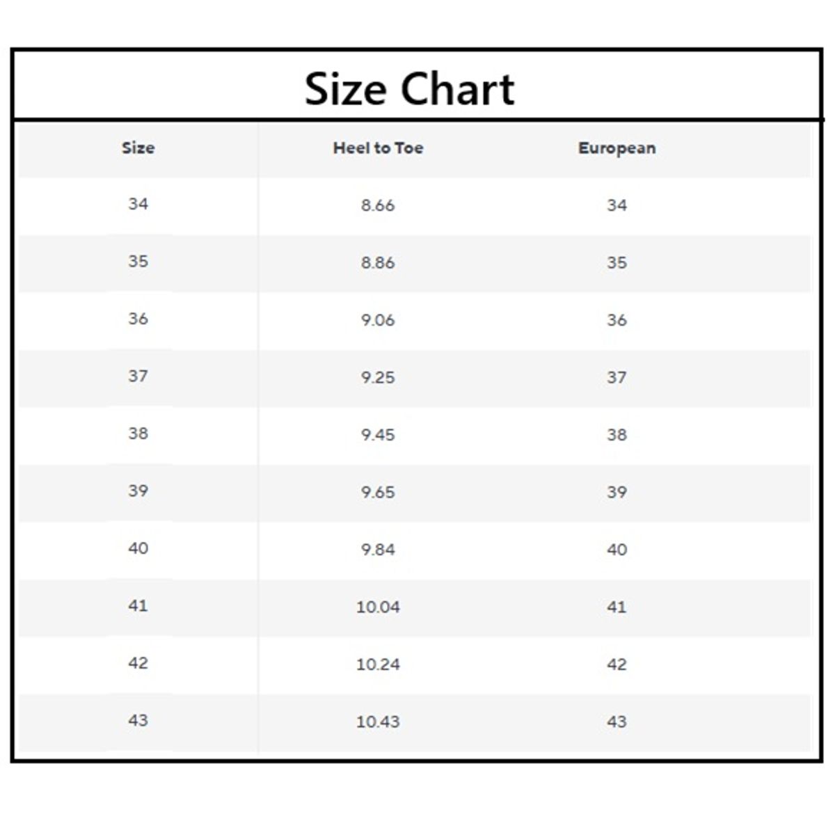 Size chart