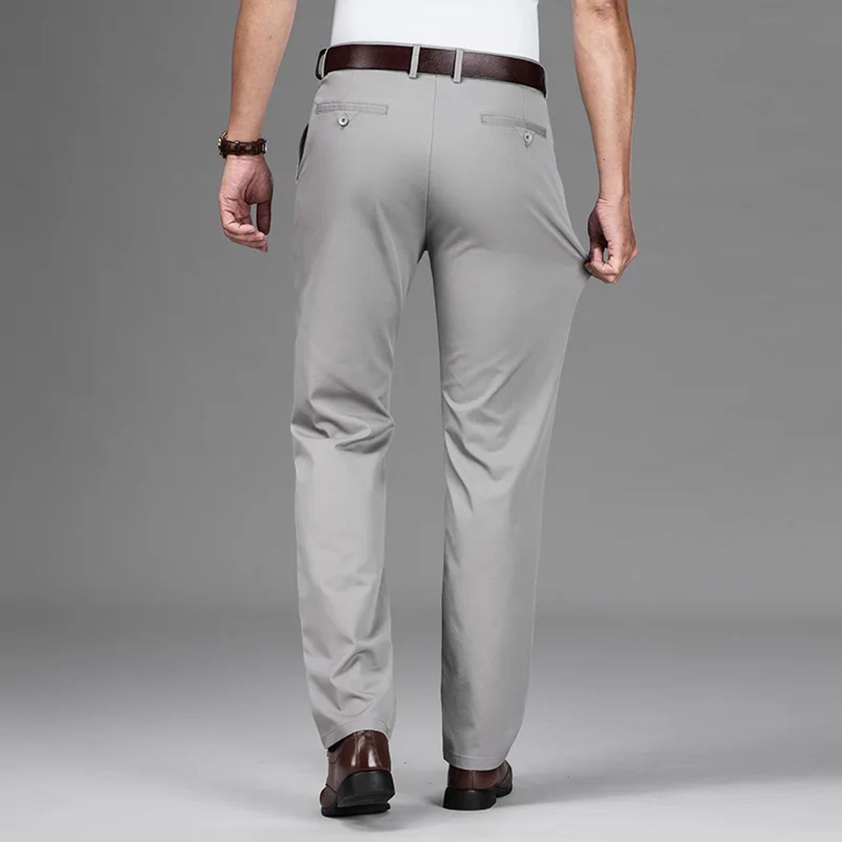 Men’s Lightweight Bamboo Fiber Straight Casual Business Stretch Pants