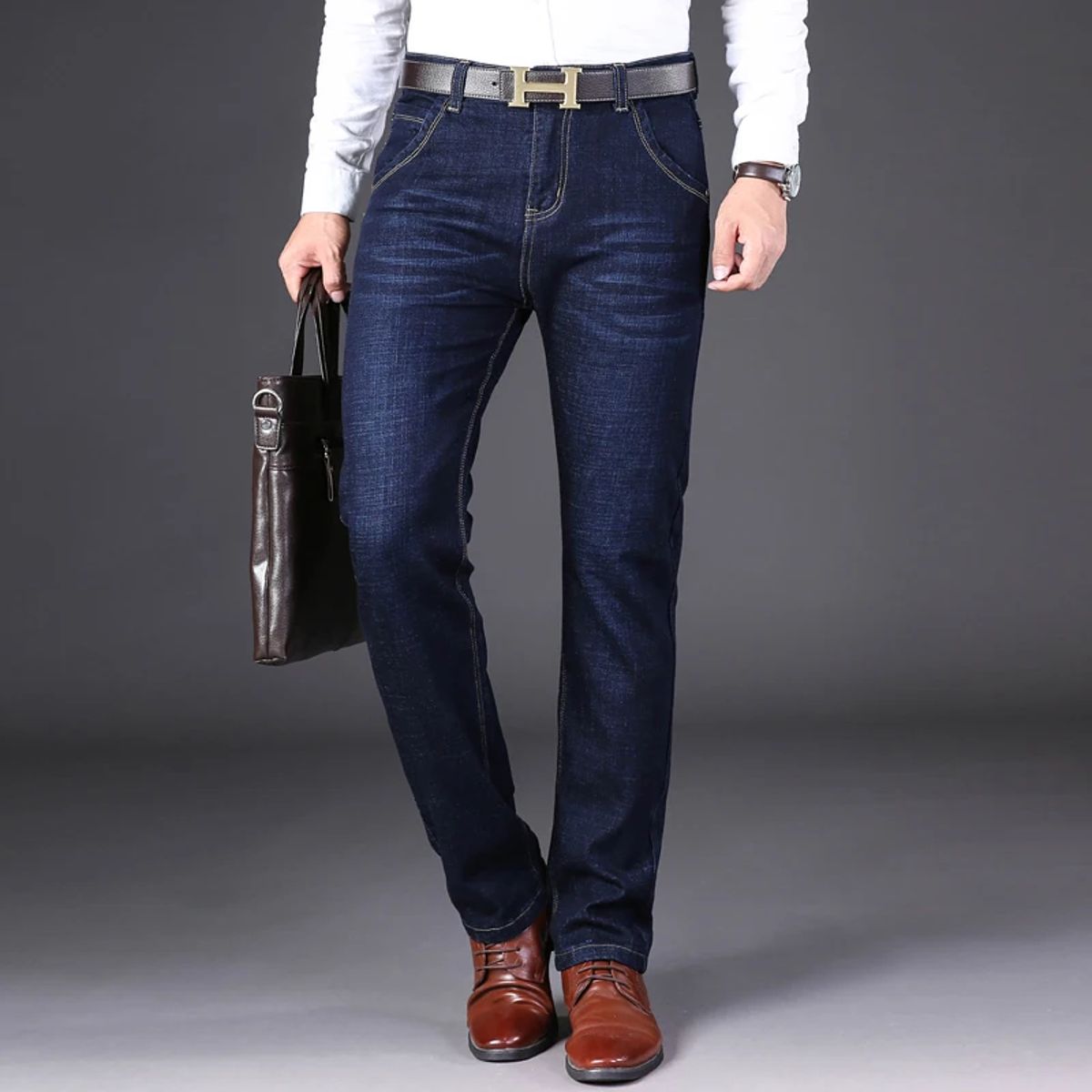 Classic Men’s Business Jeans with Stretch Comfort and Modern Style