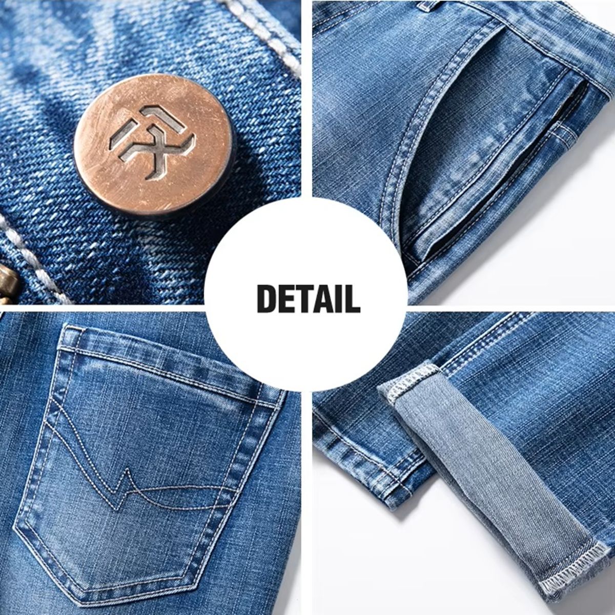 Men’s Retro Regular Fit Stretch Jeans with Anti-Theft Pocket