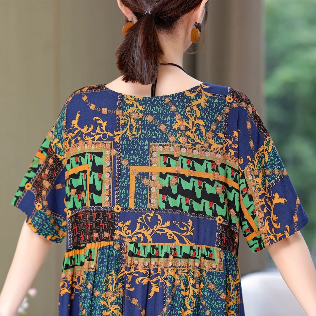 Elegant Summer Casual Dress with Print and Loose Fit Design Fanmuer - Women's Plus Size Dresses 2