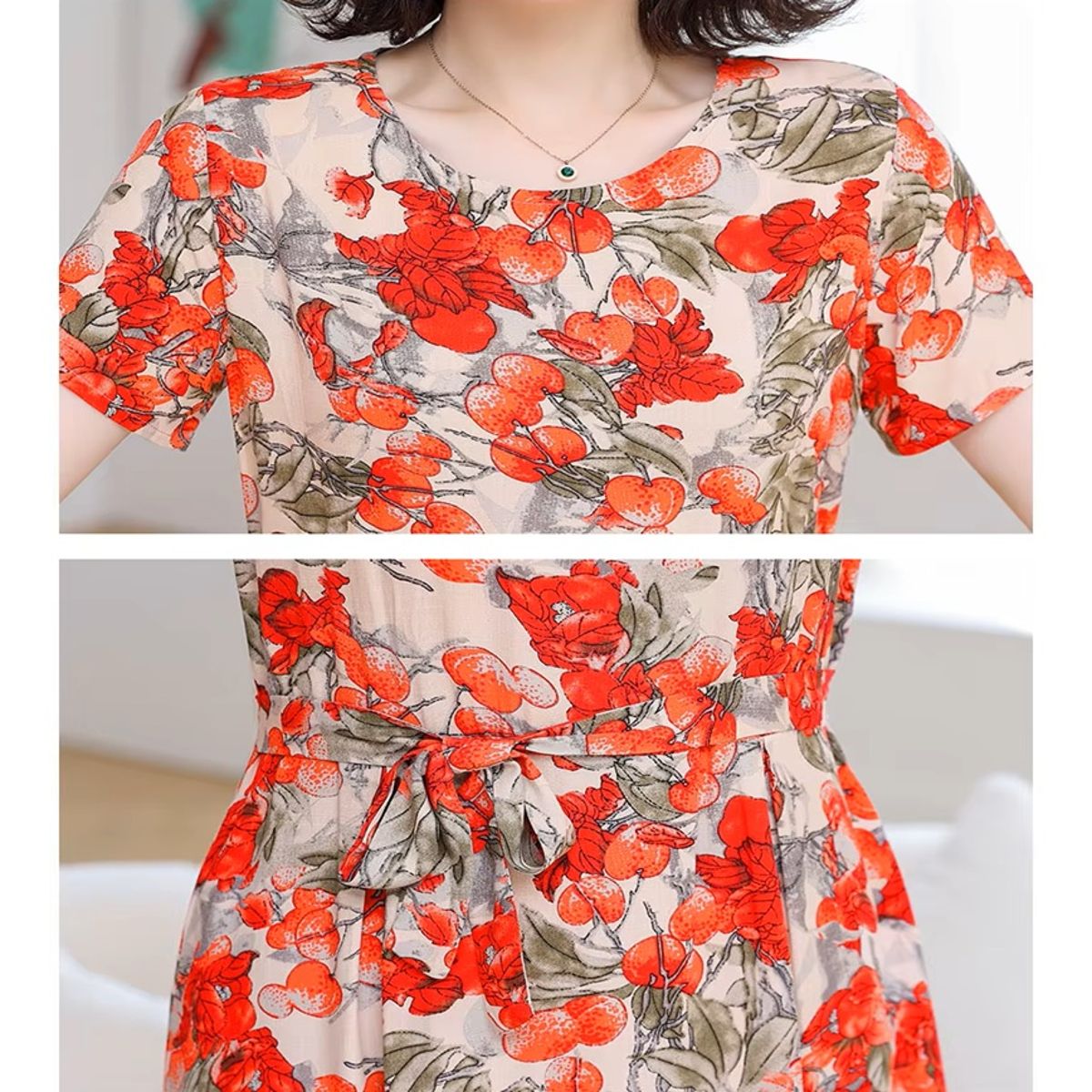 Bohemian Summer Dress with O-Neck and Printed Design Bohemian Summer Dress with O-Neck and Printed Design