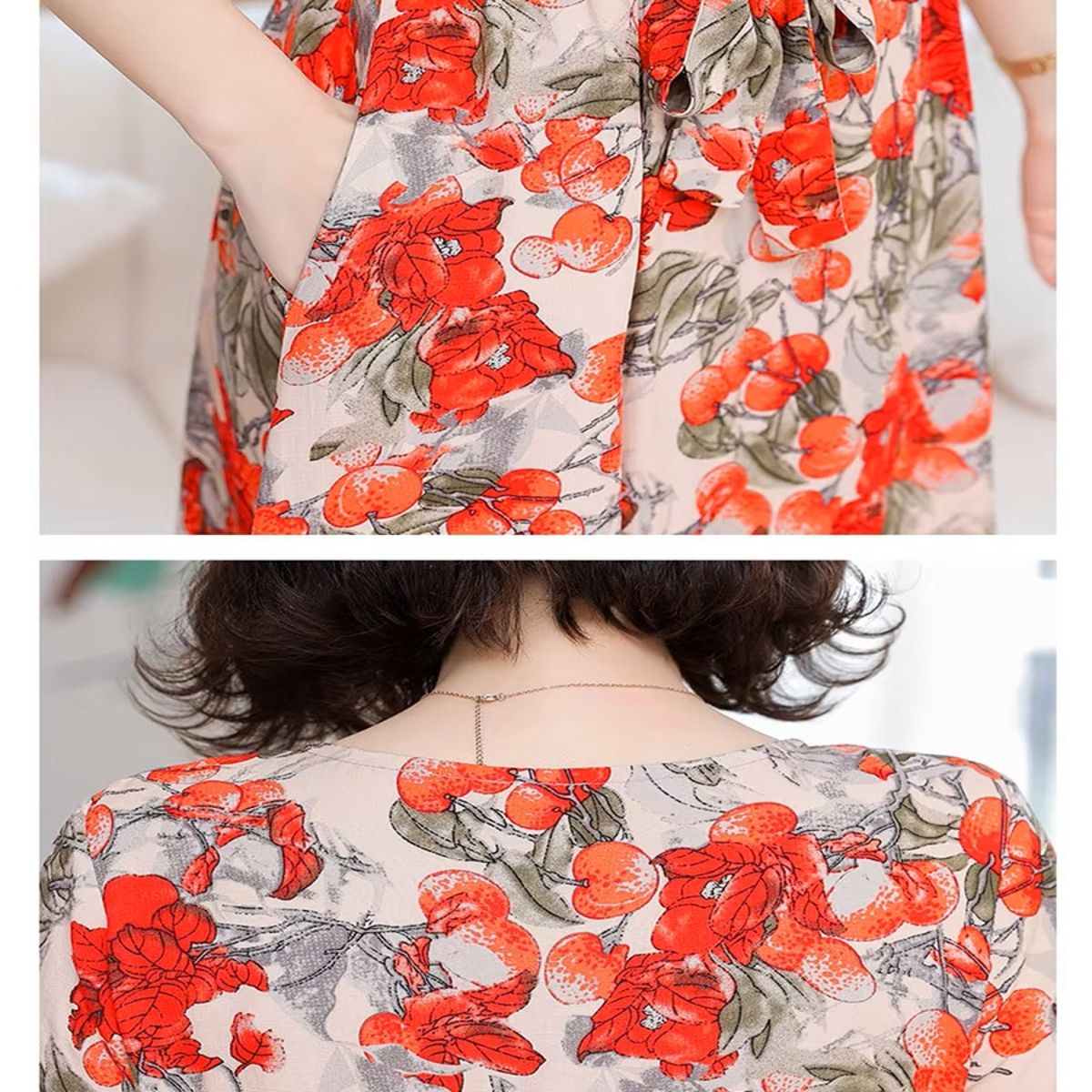 Bohemian Summer Dress with O-Neck and Printed Design Bohemian Summer Dress with O-Neck and Printed Design