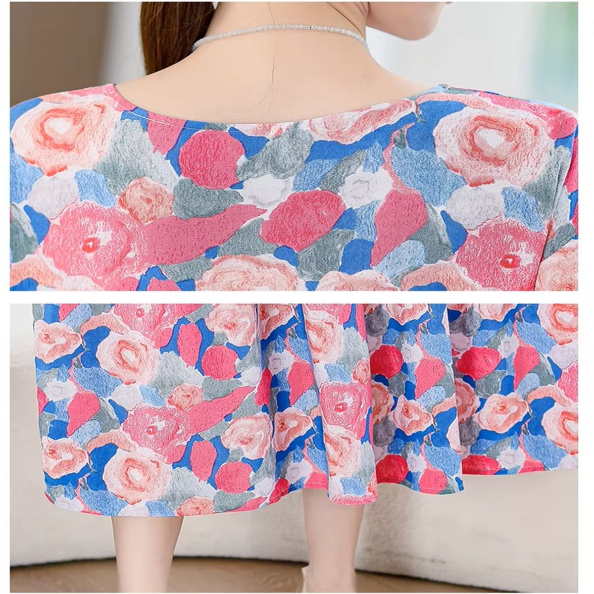 Bohemian Plus Size Summer Dress with Vintage Print and Pockets