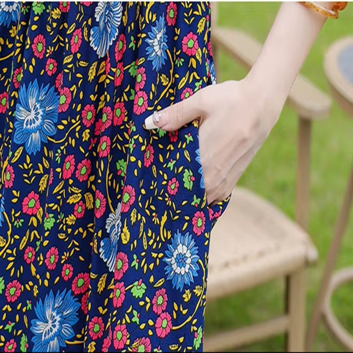 Vintage Floral Print Summer Dress with O-Neck and Short Sleeves Vintage Floral Print Summer Dress with O-Neck and Short Sleeves