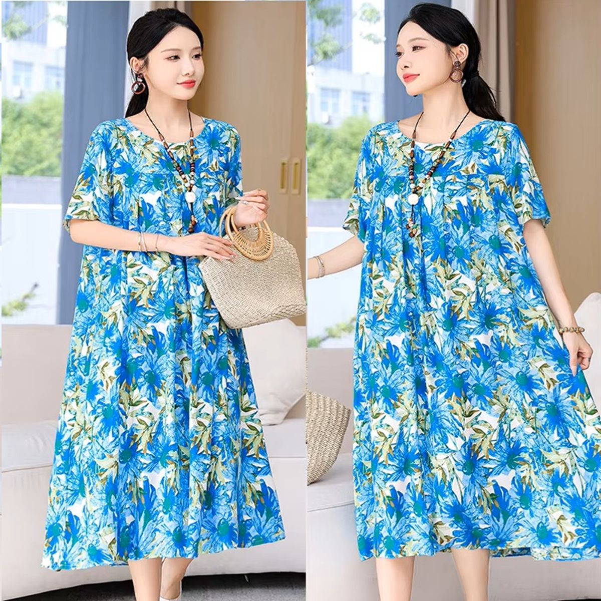Elegant Summer Loose Dress with Pockets for Casual Outings Fanmuer - Women's Plus Size Dresses 2