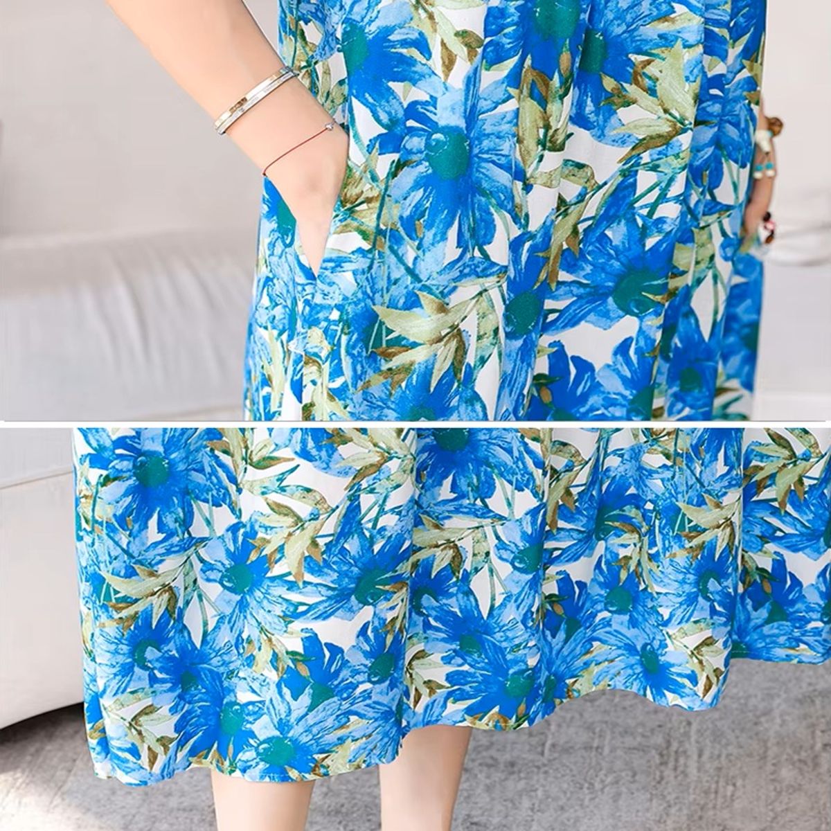 Elegant Summer Loose Dress with Pockets for Casual Outings Fanmuer - Women's Plus Size Dresses 4