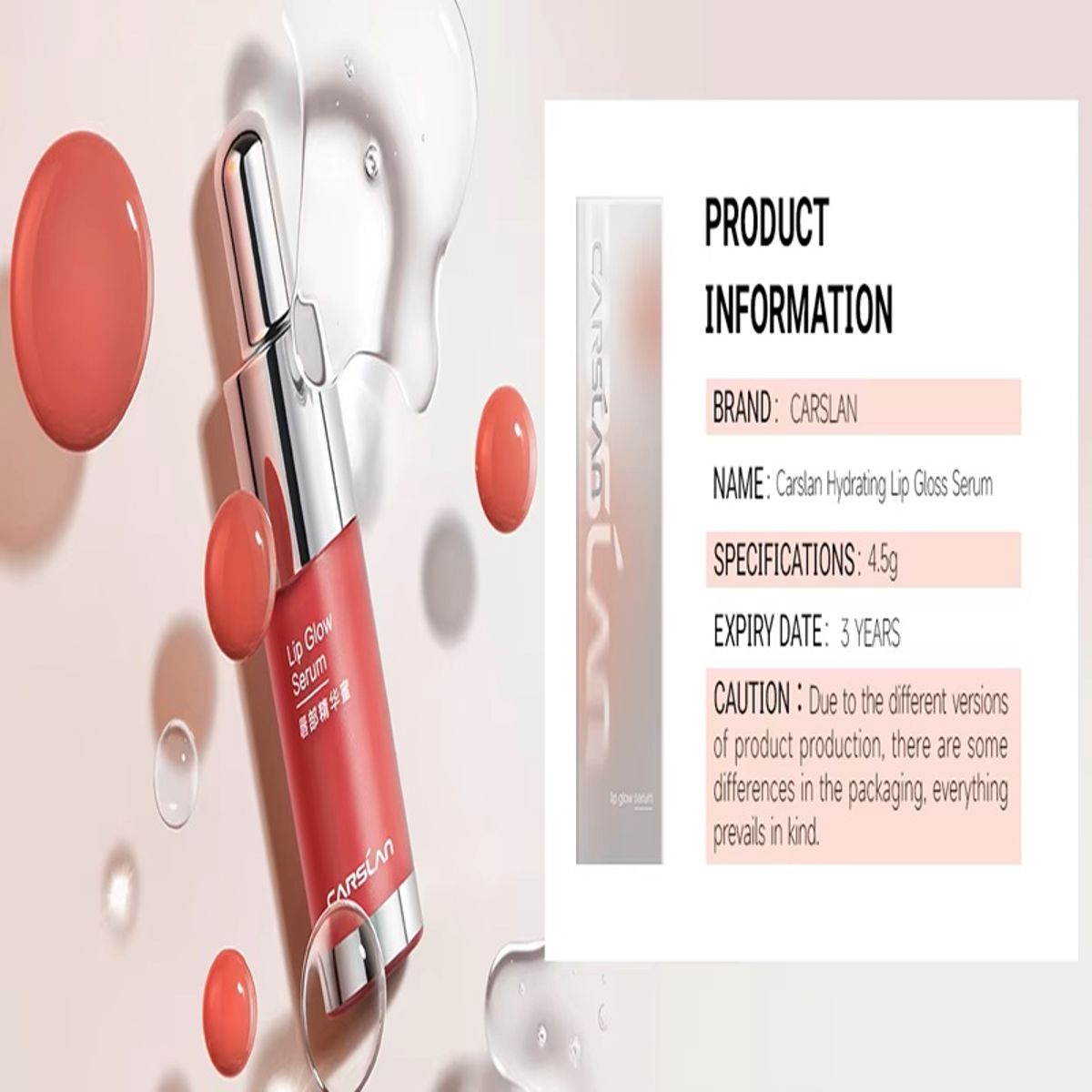 Moisturizing Lip Glow Serum Gloss with Plumping Shine Effect Carslan - Women's Lips 5