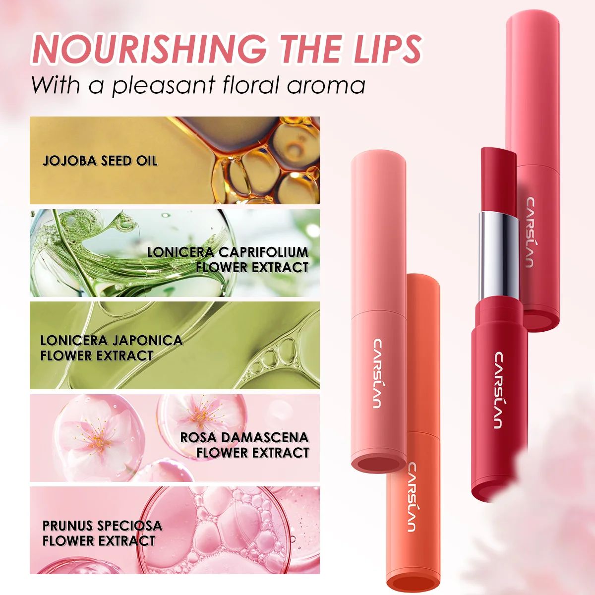 Moisturizing Flower Essence Lip Balm with Natural Gloss Finish Carslan - Women's Lips 3