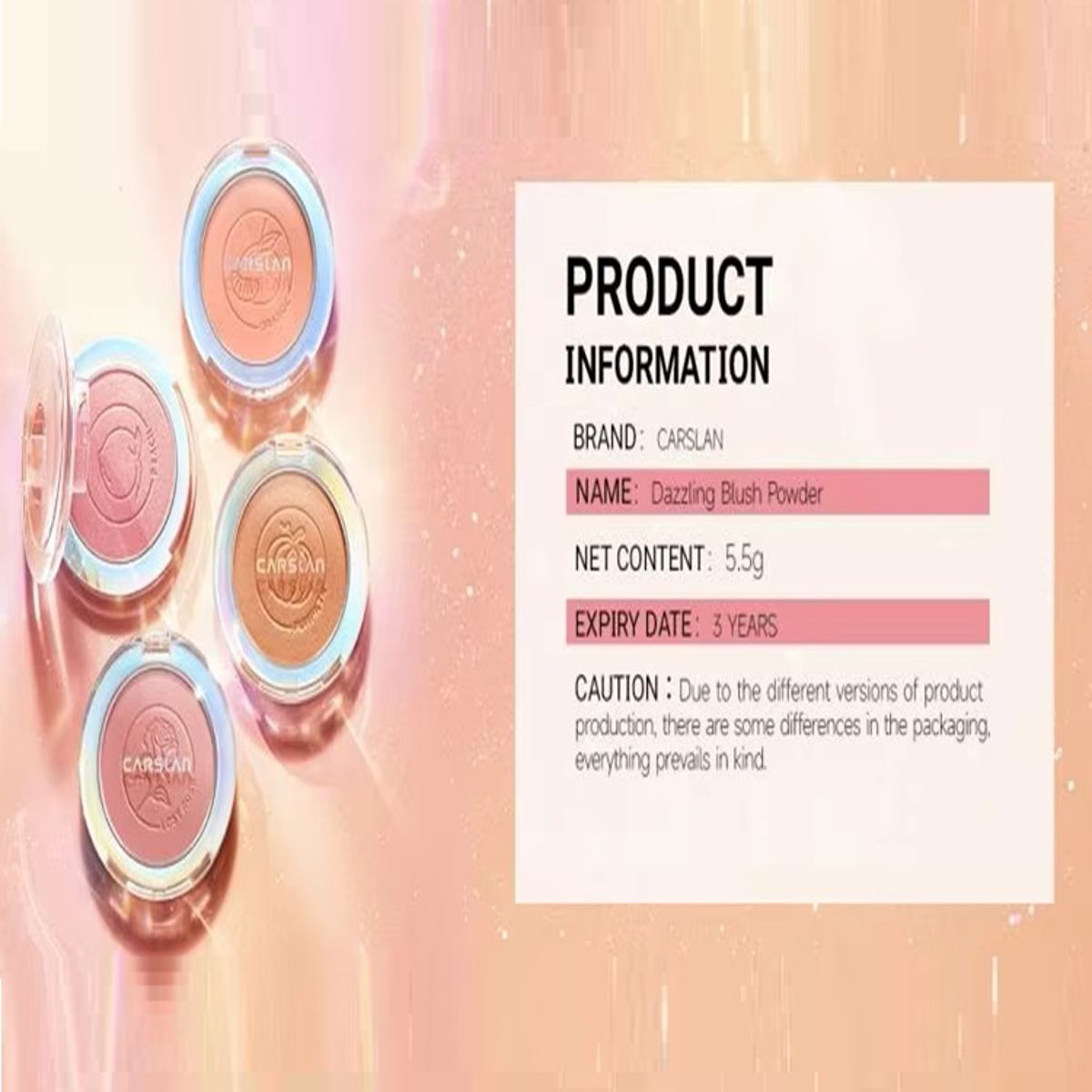 Dazzling Nude Matte Shimmer Blush Palette for Natural Glow Carslan - Women's Face 5