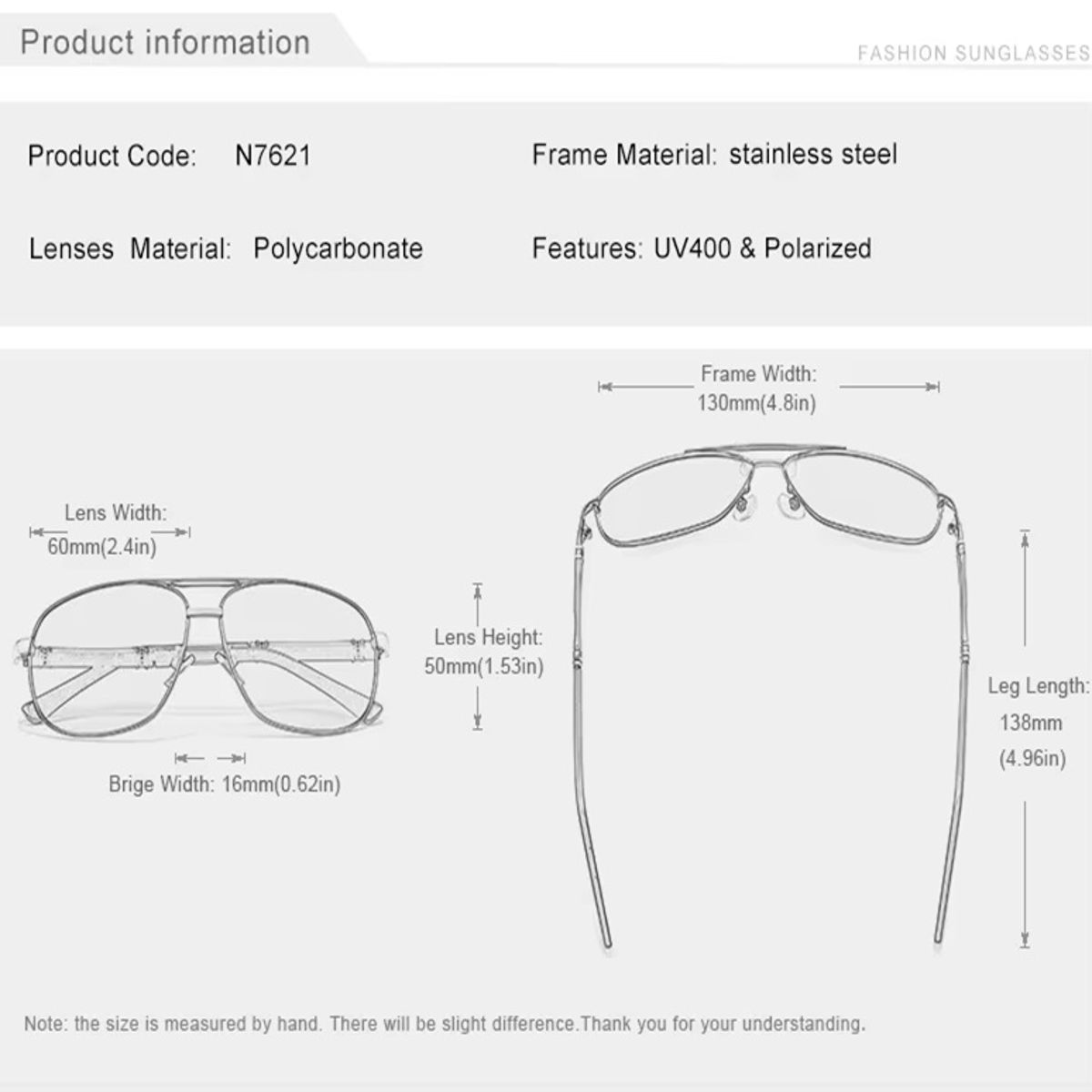 Classic Polarized Pilot Sunglasses for Men with UV400 Protection Classic Polarized Pilot Sunglasses for Men with UV400 Protection