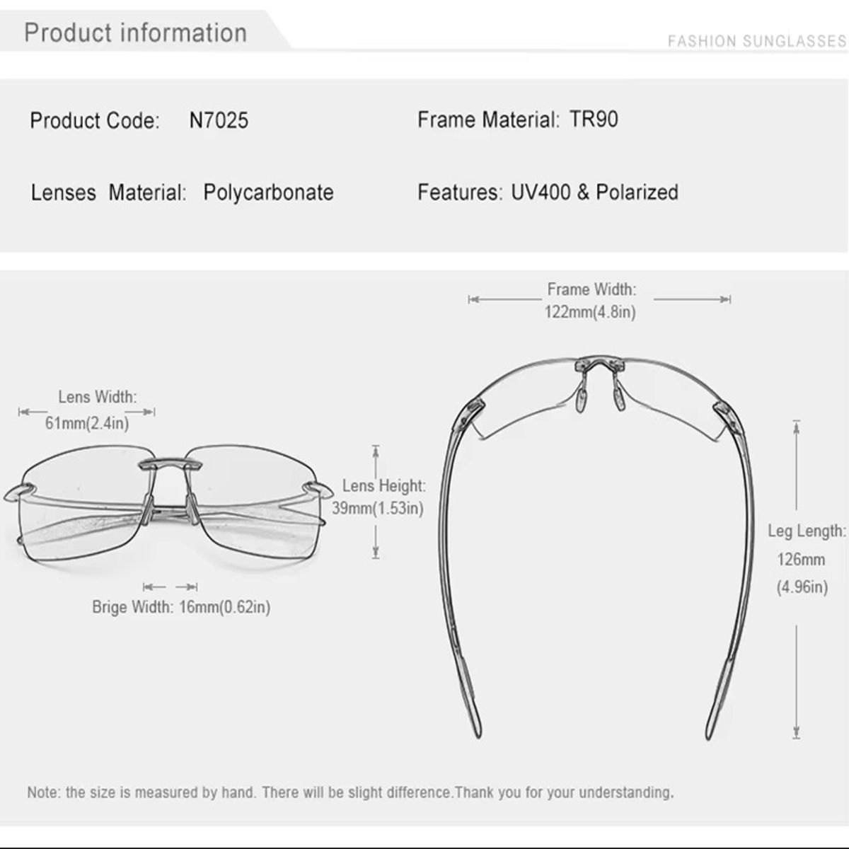 Ultralight Rimless Polarized Sunglasses for Driving and Outdoor Style