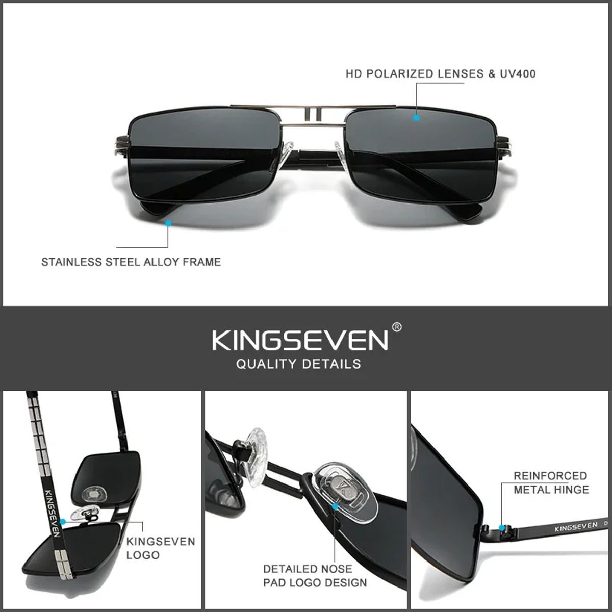 Vintage Rectangle Polarized Sunglasses with UV400 Protection for Outdoors Vintage Rectangle Polarized Sunglasses with UV400 Protection for Outdoors