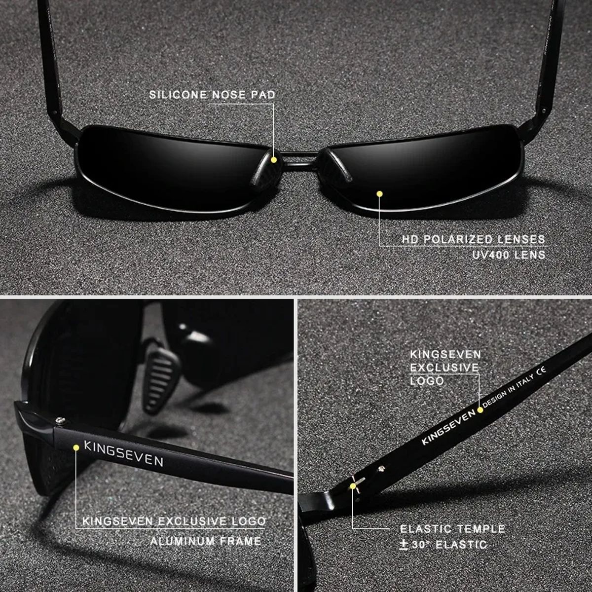 Vintage Retro Polarized Rectangle Sunglasses for Driving and Sports