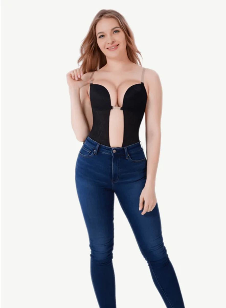 Grape 'Mesh' Backless Bodysuits U-Plunge Thong Shaper Grape - Women's Babydolls & Bodysuits 3