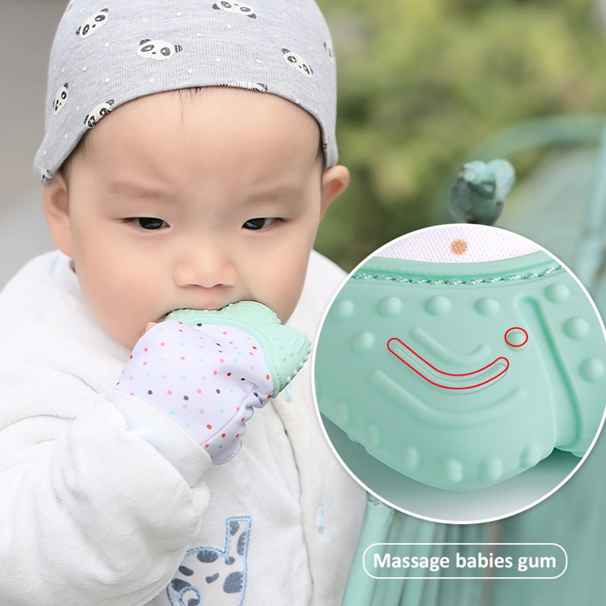Organic 2-in-1 Baby Teether & Pacifier Mitt – BPA-Free, Nonslip Pikkaboo - Kids's Other Accessories 3
