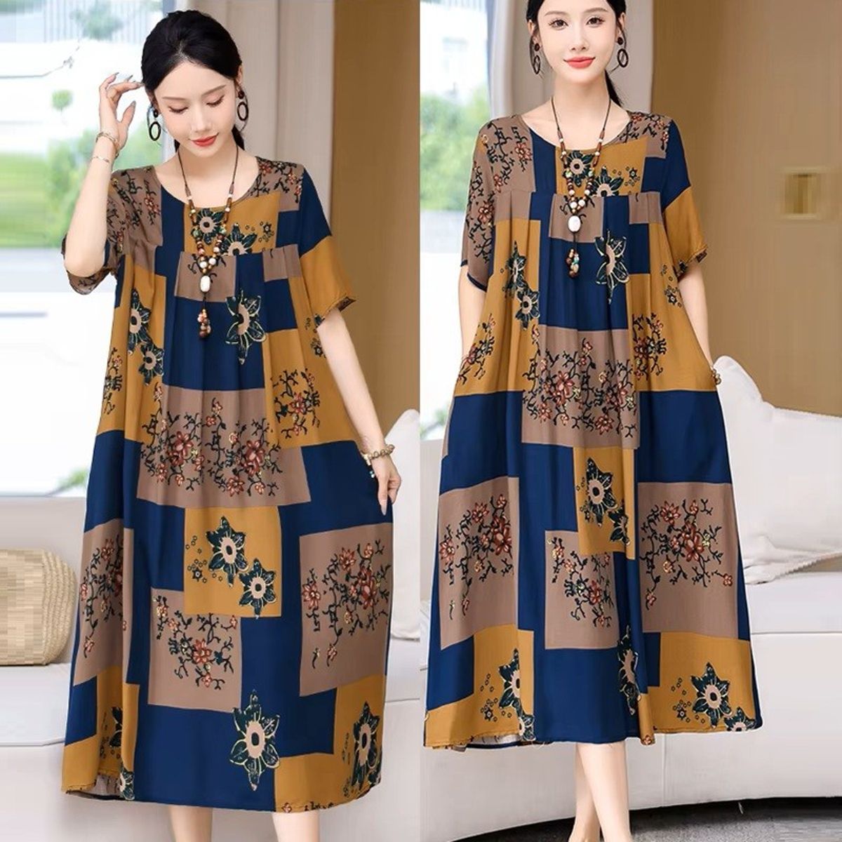 Loose Dress 2 Elegant Summer Loose Dress with Pockets for Casual Outings