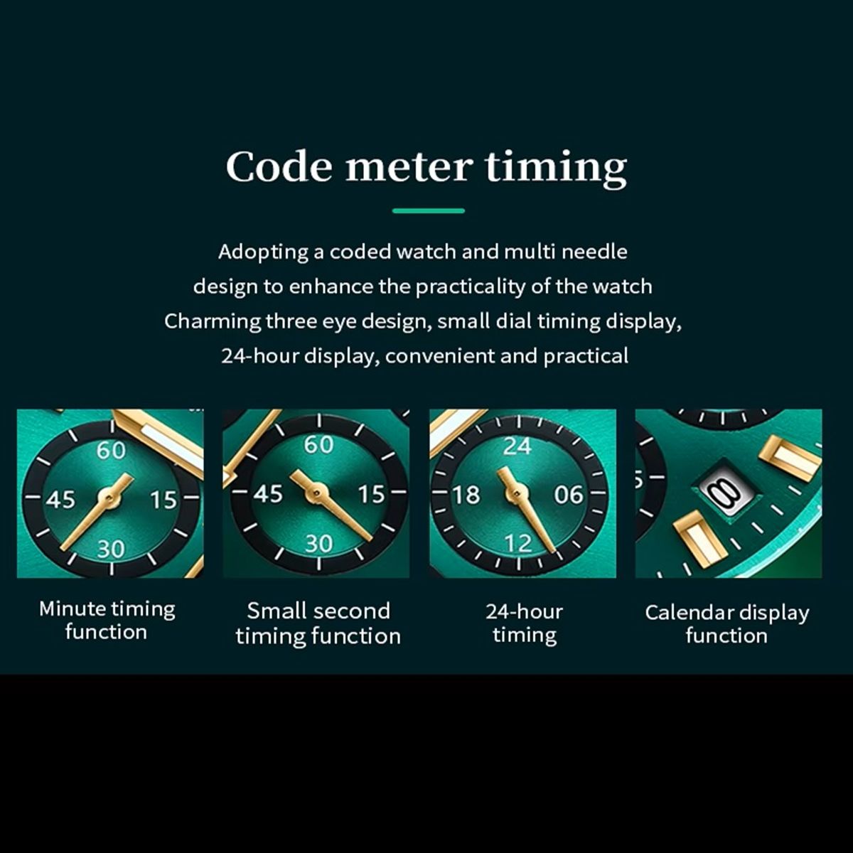 Men’s Stainless Steel Sports Watch with Chronograph and Calendar