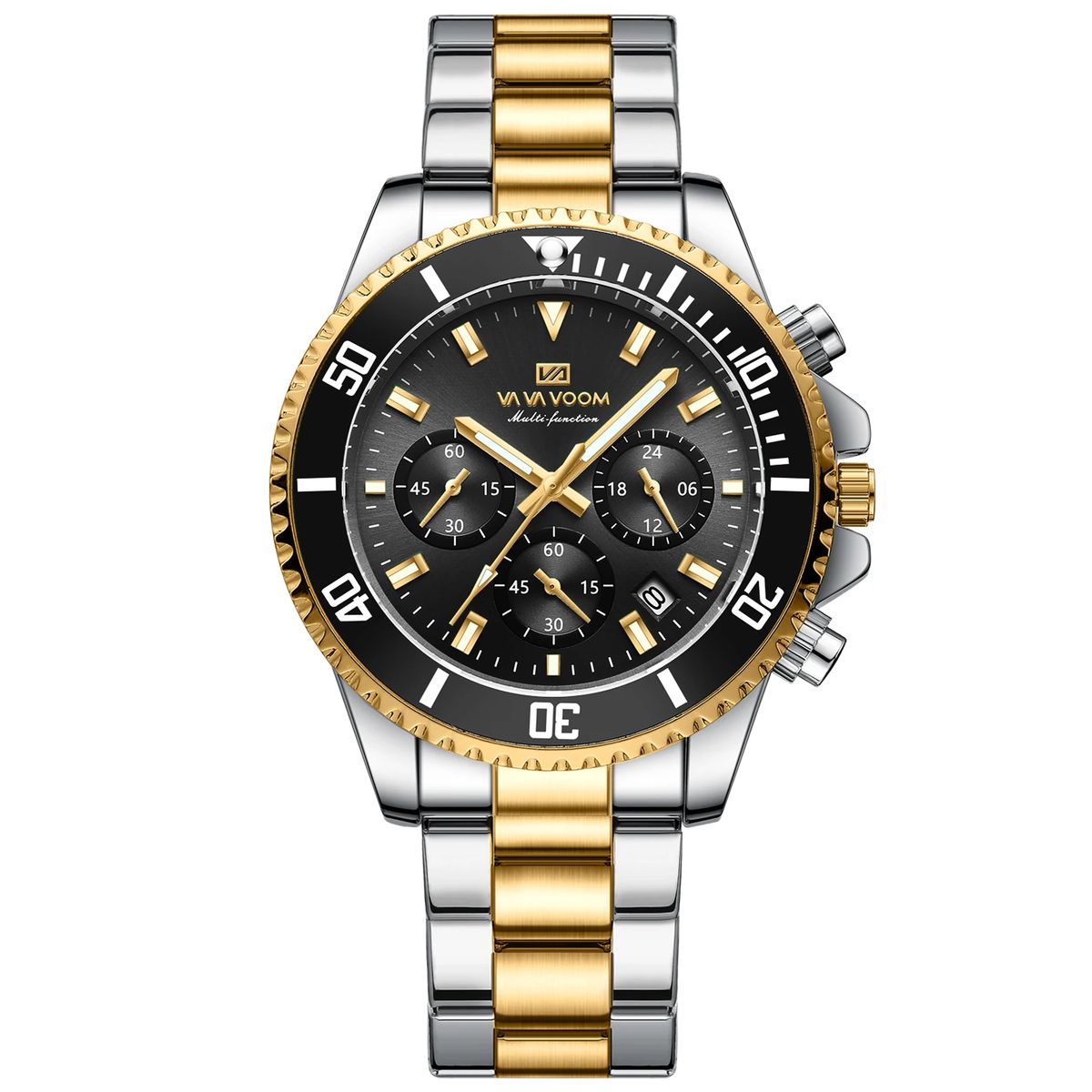 Men’s Stainless Steel Sports Watch with Chronograph and Calendar