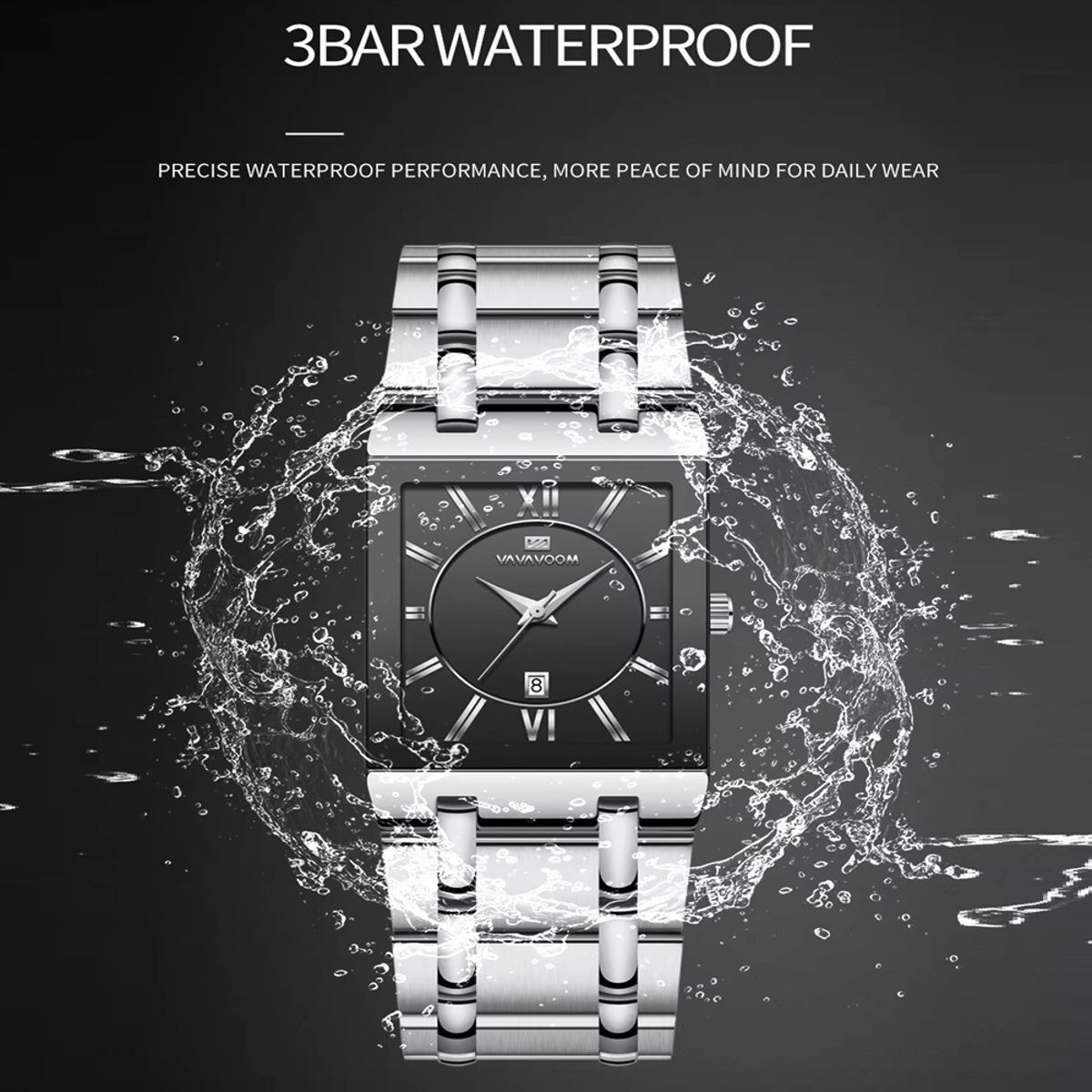 Elegant Square Quartz Watch with Stainless Steel Business Strap Elegant Square Quartz Watch with Stainless Steel Business Strap