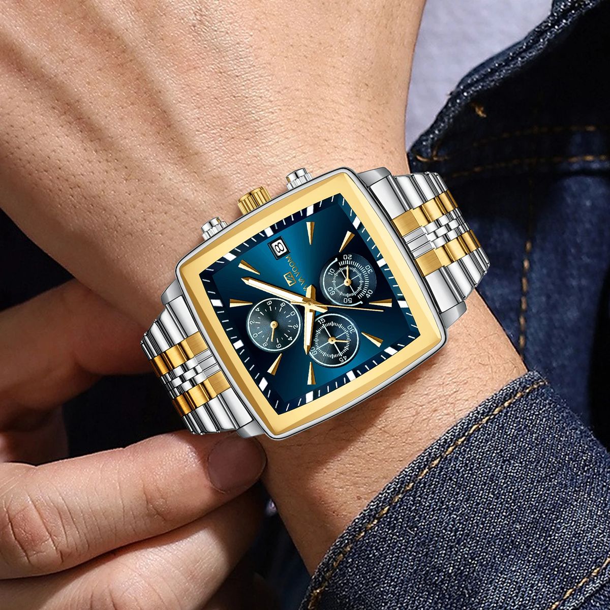 Multifunctional Square Quartz Watch with Timer and Night Light Multifunctional Square Quartz Watch with Timer and Night Light