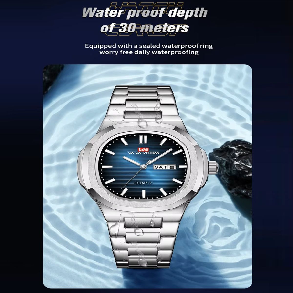 Elegant Oval Quartz Watch with Mesh Strap and Night Light