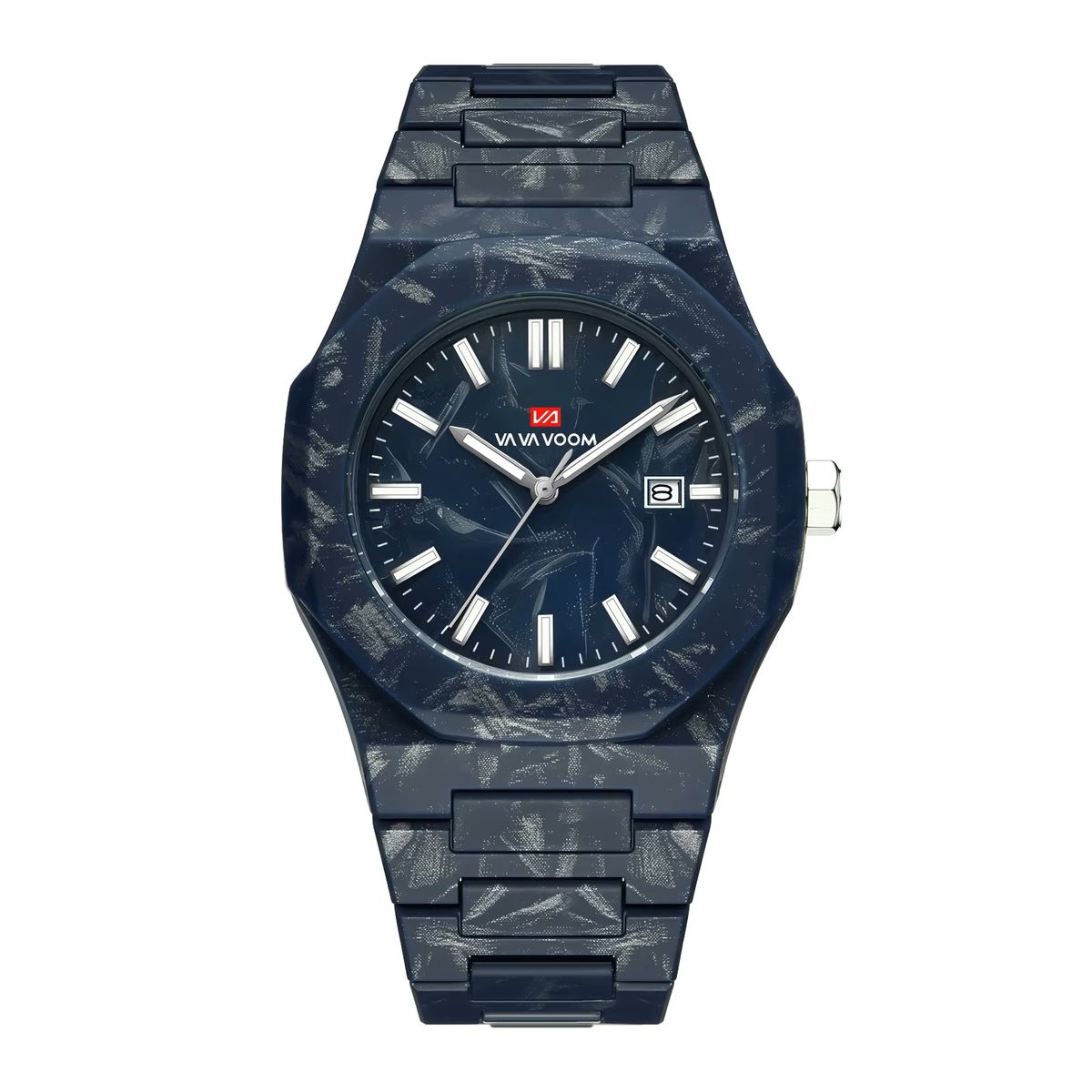 Stylish Marble Pattern Sports Watch with Silicone Band for Men