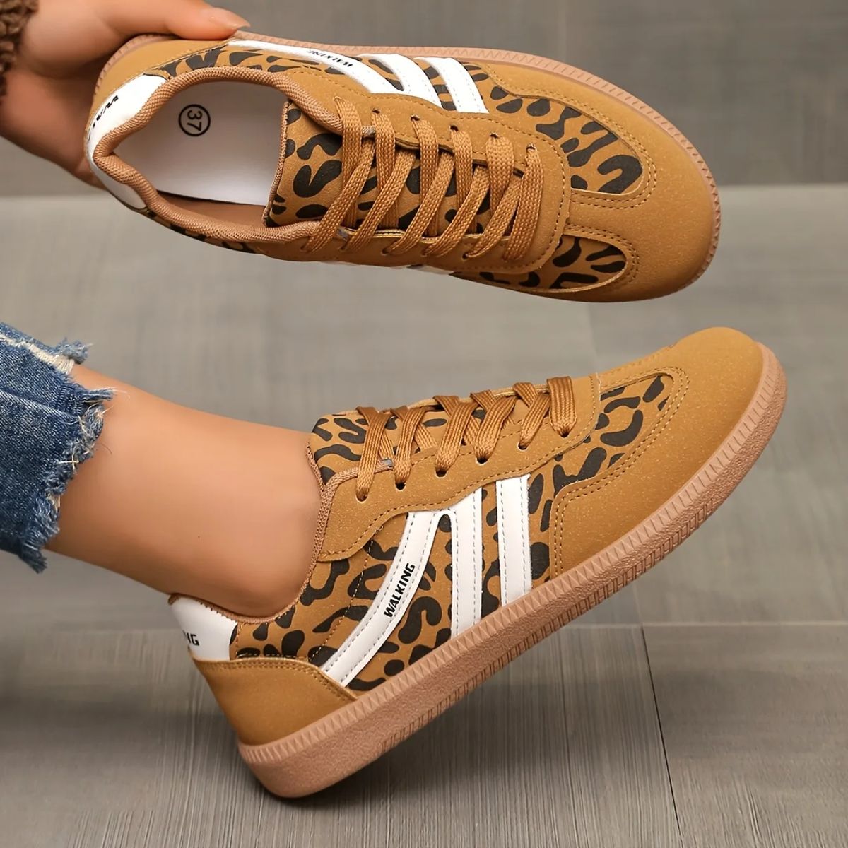 Comfortable Women's Leopard Print Sneakers for Casual Everyday Wear Bzqbzx - Women's Low Top Sneakers 4