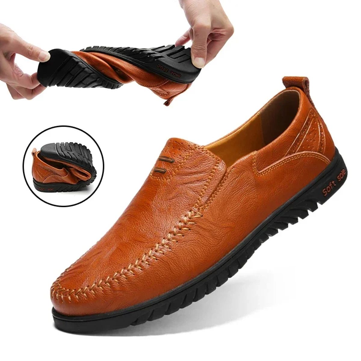 Genuine Leather Men’s Loafers with Soft Comfort and Style
