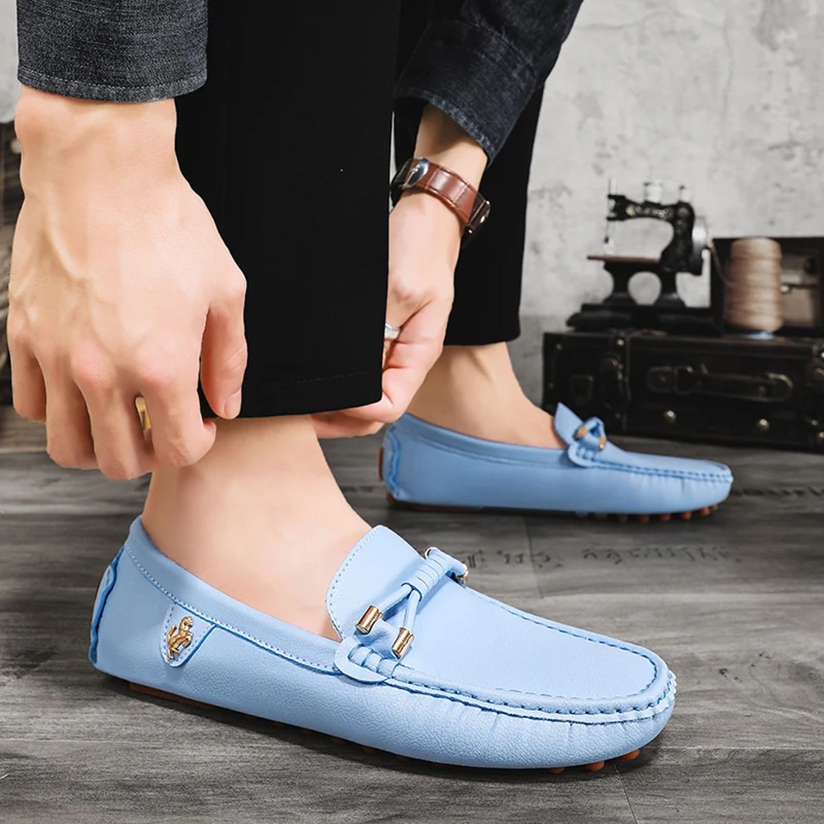 Men’s Breathable Leather Loafers Comfortable Casual Slip-On Shoes
