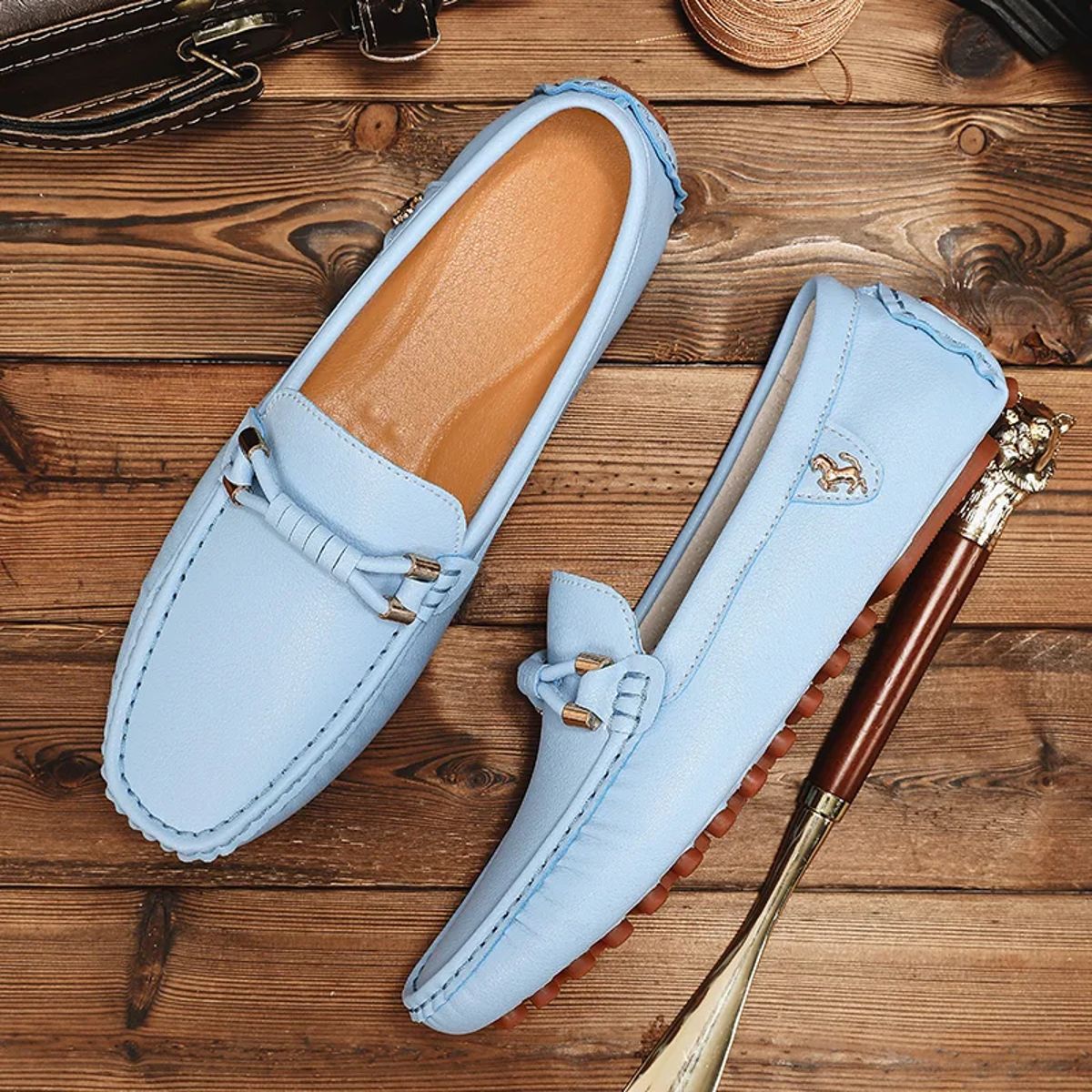 Men’s Breathable Leather Loafers Comfortable Casual Slip-On Shoes