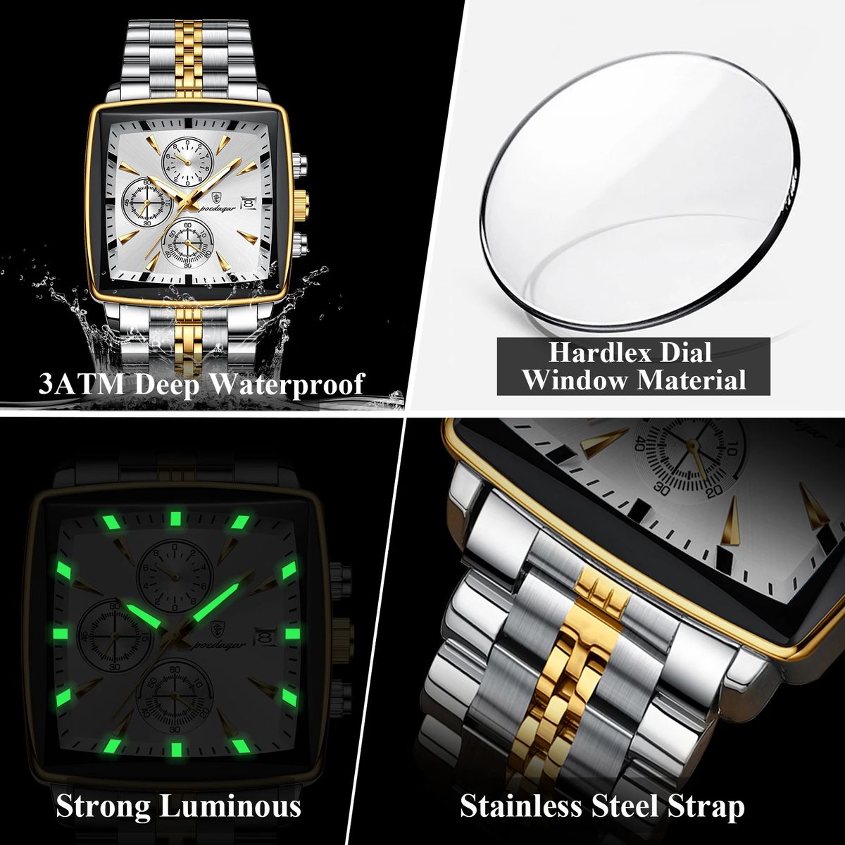 POEDAGAR Fashionable Men’s Chronograph Waterproof Luminous Quartz Watch