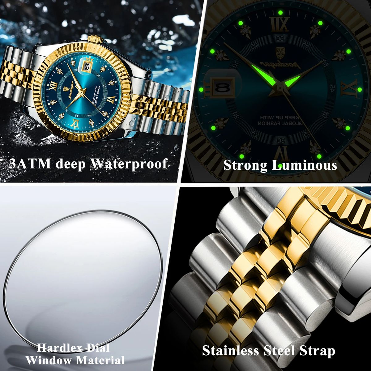 POEDAGAR Luxury Stainless Steel Waterproof Luminous Quartz Watch POEDAGAR Luxury Stainless Steel Waterproof Luminous Quartz Watch