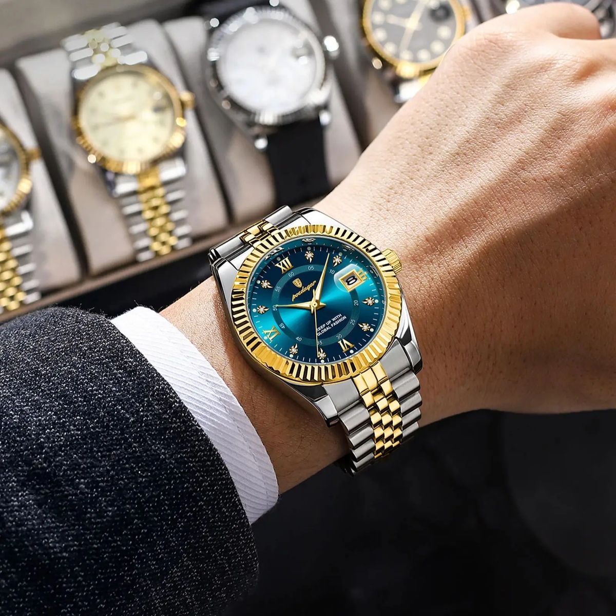 POEDAGAR Luxury Stainless Steel Waterproof Luminous Quartz Watch POEDAGAR Luxury Stainless Steel Waterproof Luminous Quartz Watch