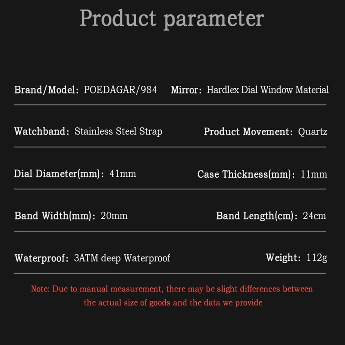 POEDAGAR Luxury Chronograph Watch for Men Waterproof Stainless Steel