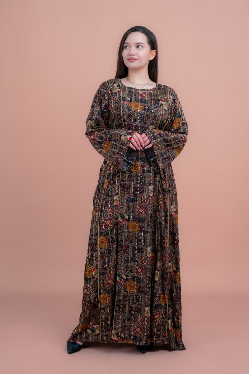 Abstract Geometric Maxi Jalabiya for Everyday Elegance IKKXA - Women's Jalabiyas 67