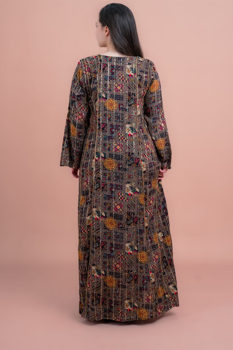 Abstract Geometric Maxi Jalabiya for Everyday Elegance IKKXA - Women's Jalabiyas 68